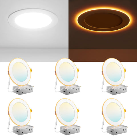 Amico 6 Pack 6-Inch LED downlight with night light for ambient illumination.
