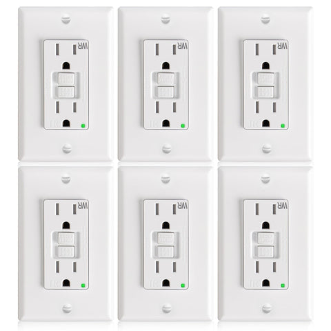 Amico 6-pack GFCI outlet front view for easy installation and protection.