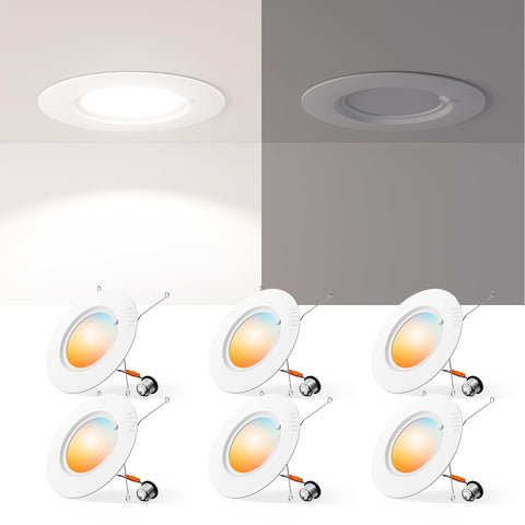 Amico six-pack recessed lights with baffle trim, ideal for clean ceiling aesthetics and even kitchen lighting