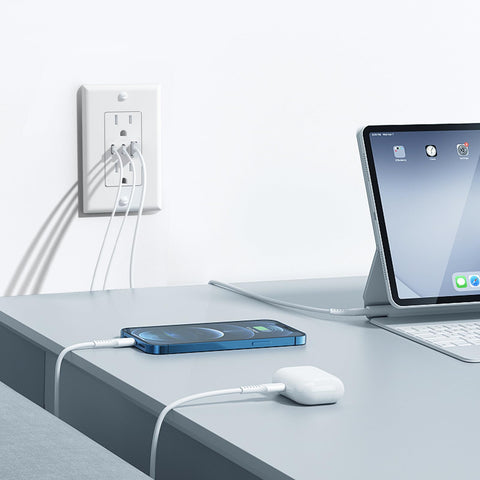 Amico USB-C and USB-A ports ready for fast charging close-up.