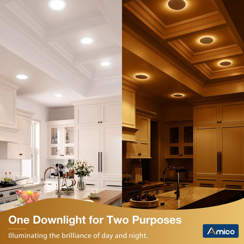 Amico 6-inch recessed light with 5CCT switch enables flexible color temperatures
