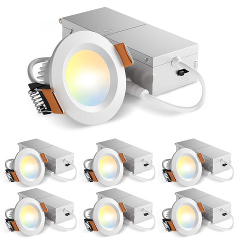 Amico 6 Pack 2in canless ceiling light with junction box for clean, easy installs.