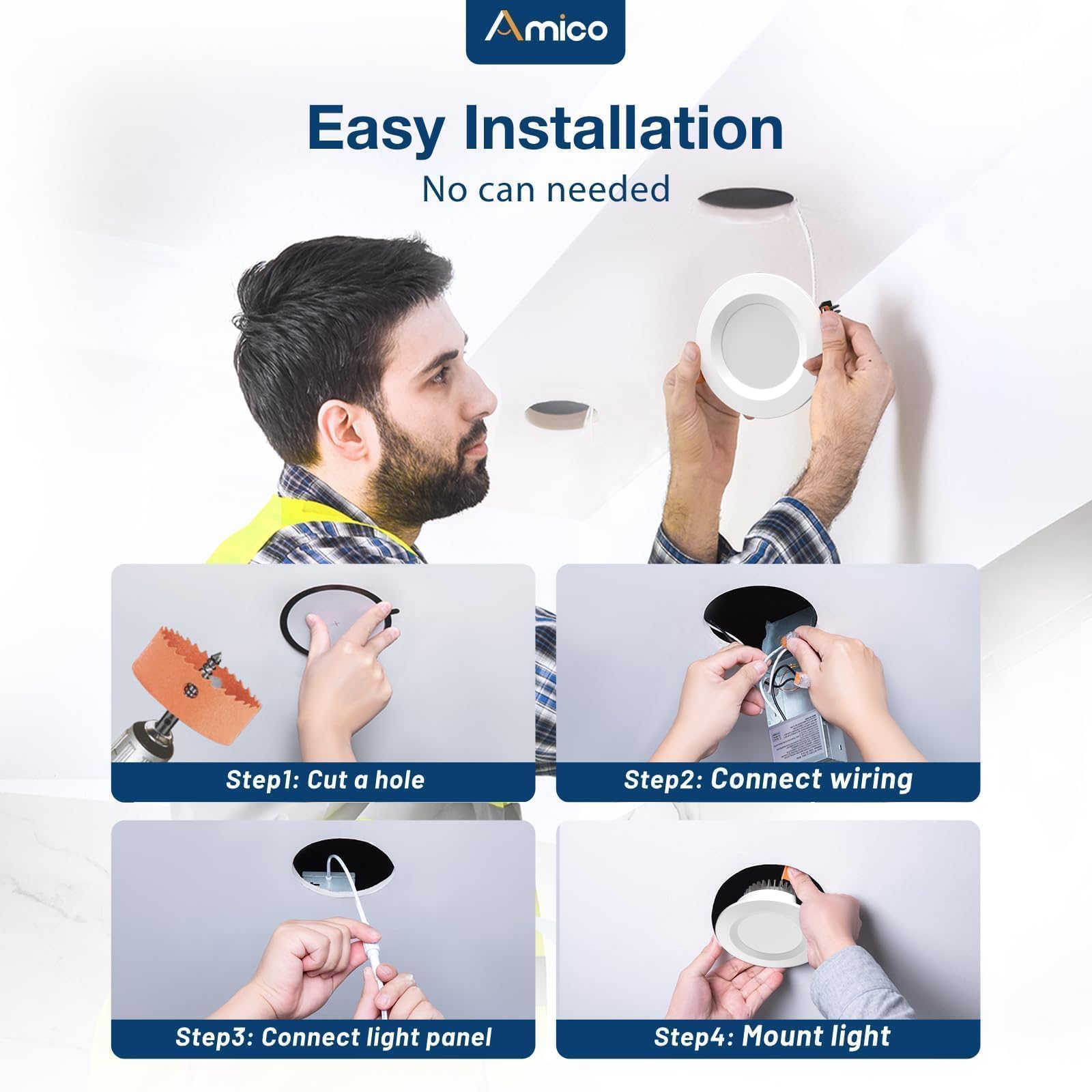 Amico 6 Pack slim wafer downlight fits tight ceilings for seamless installations.