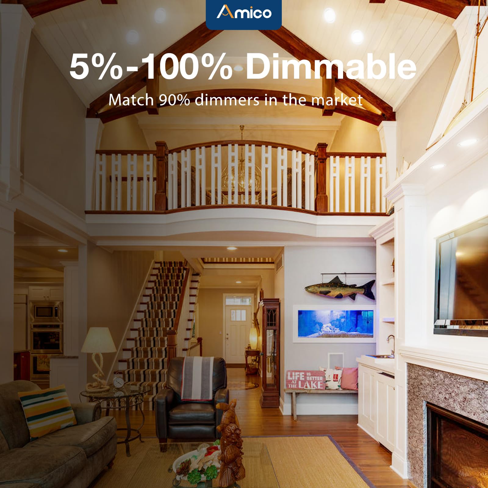 Amico 800 lm, 10 W LED downlight—energy-efficient brightness.