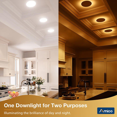 Amico 8-inch recessed light with 5CCT selector for customizable room mood