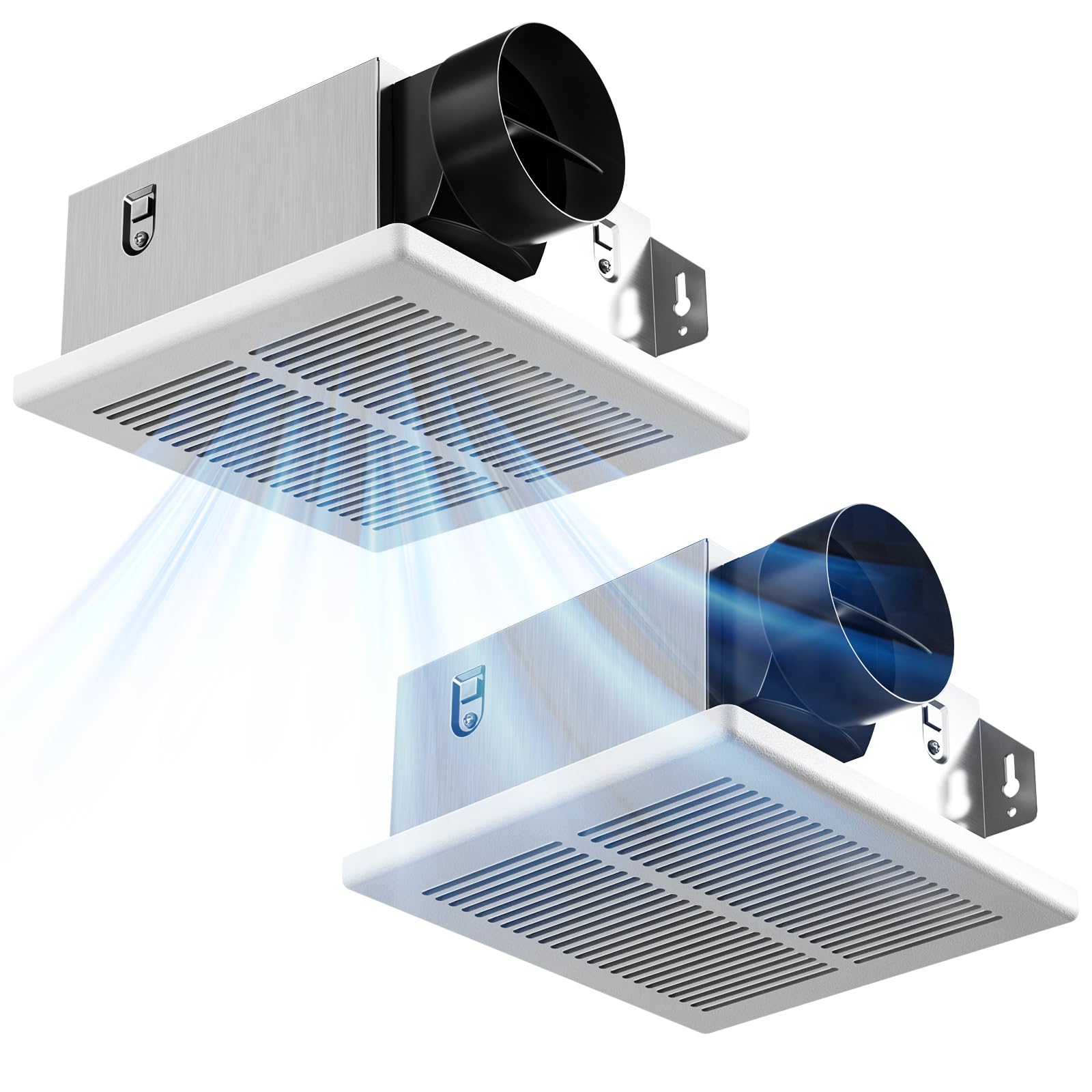 Amico 80 CFM bathroom exhaust fan front view showing airflow efficiency.