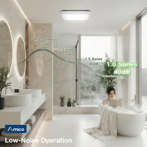 Amico ceiling-installation design fits standard 9.4x9.4 openings.
