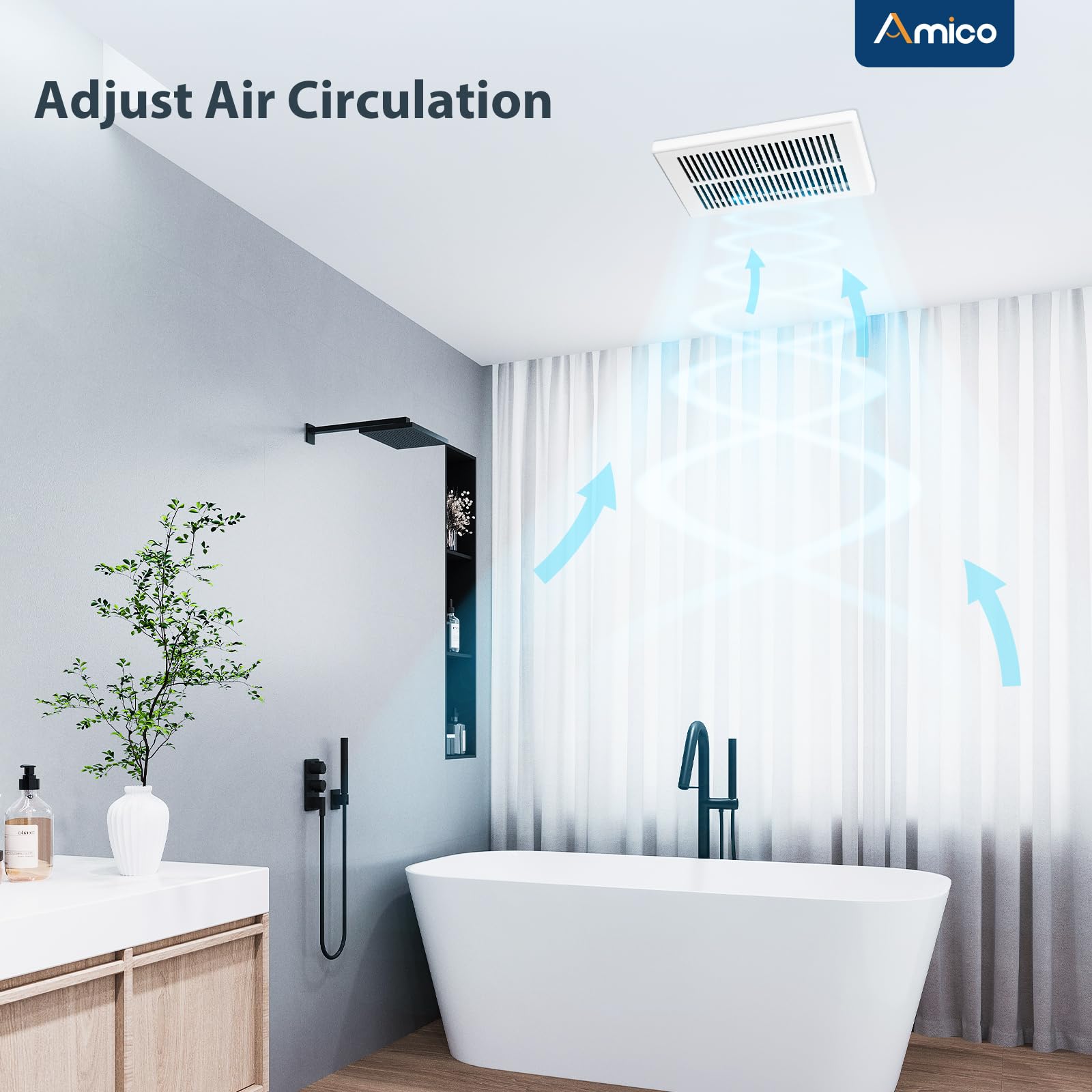 Amico 4-inch duct connection illustrating flexible duct routing.
