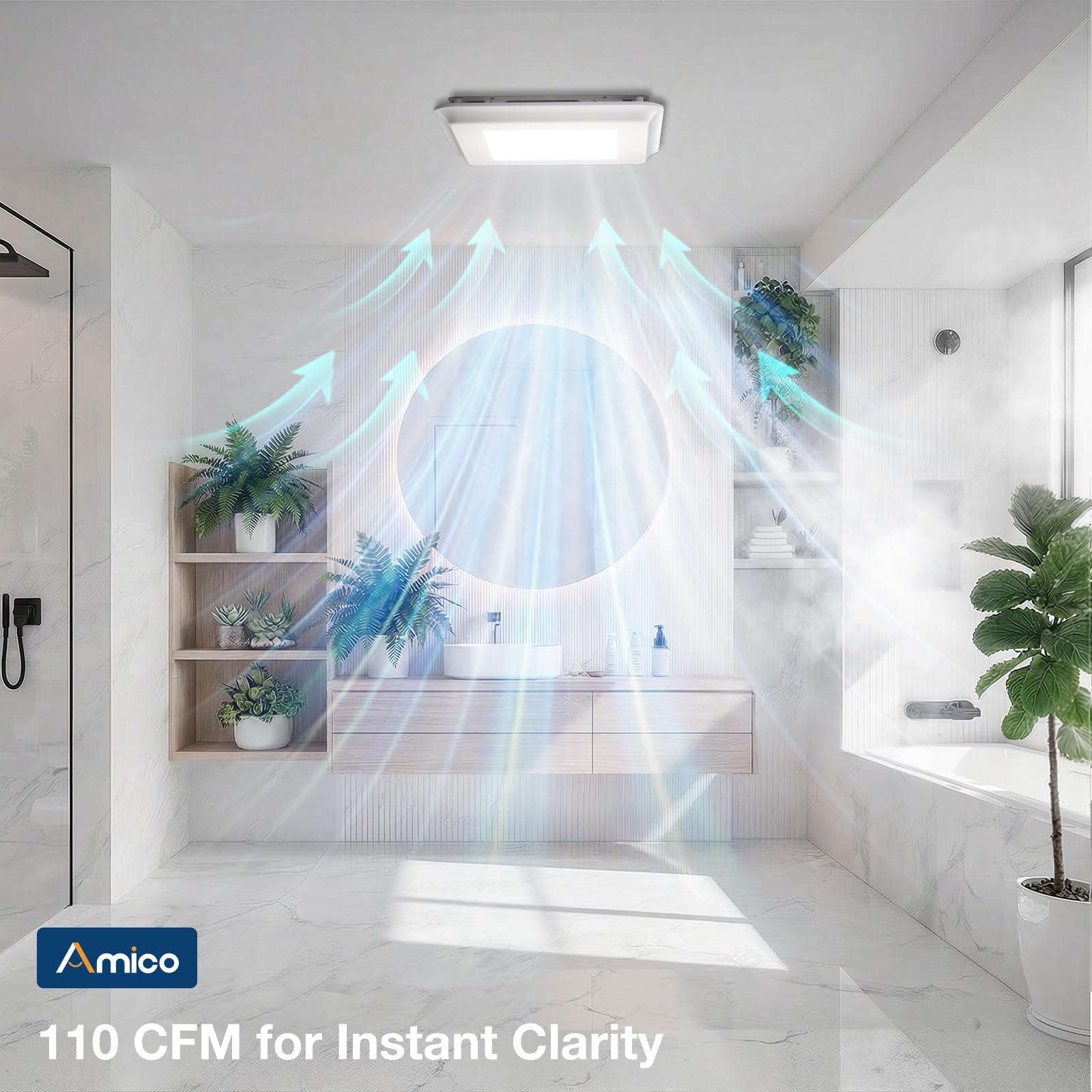 Amico dimmable lighting allows adjustable brightness.