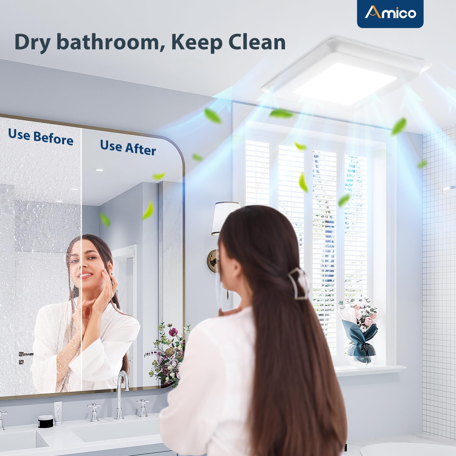 Amico suitable for bathrooms up to 100-110 square feet.