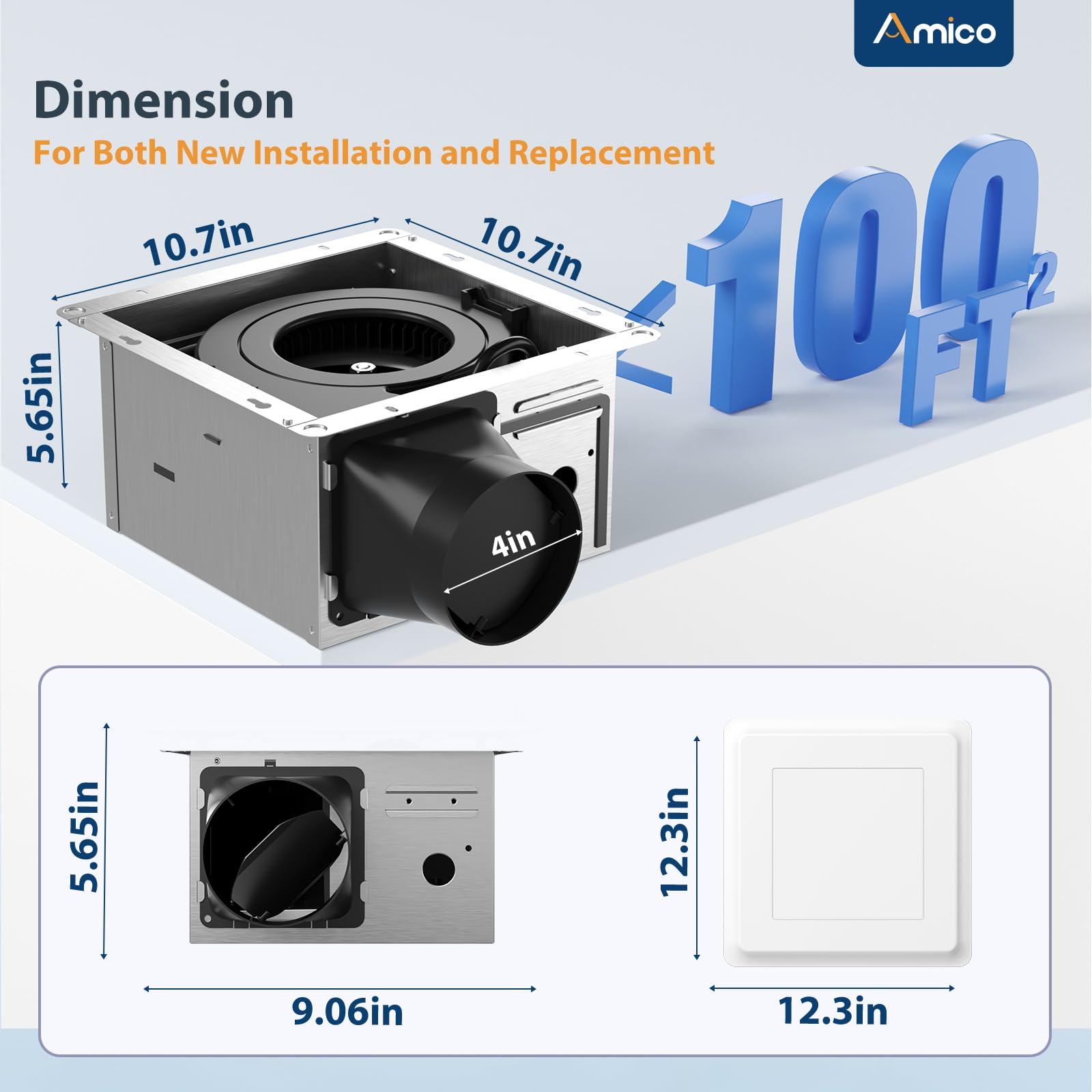 Amico 1.0 sones quiet operation in use preserves bathroom serenity.