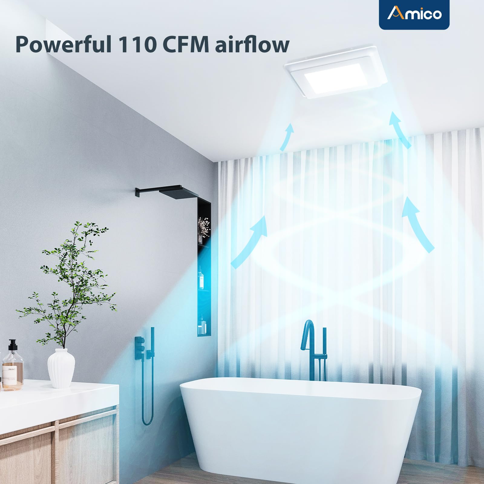 Amico retrofit-friendly ceiling unit fits standard 9.4x9.4 inch cutouts.