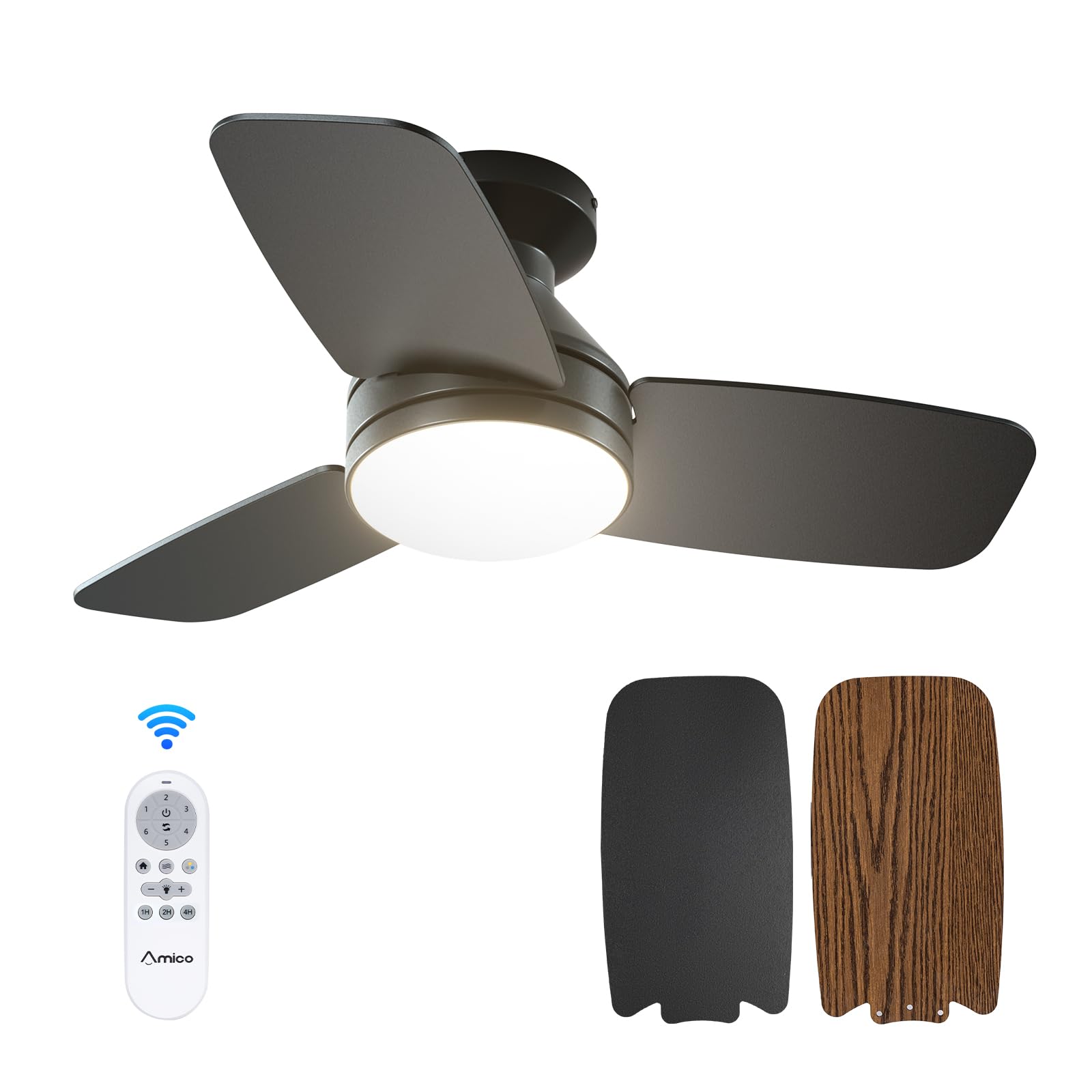 Amico ceiling fan with light and remote control in living room for comfort