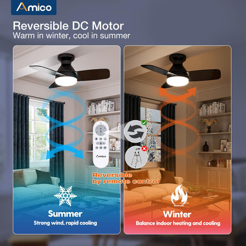 Amico ultra quiet ceiling fan operating at 35 dB in a nursery