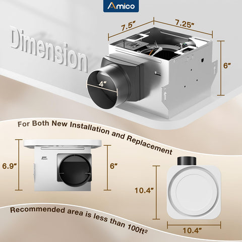 Amico ceiling-mounted ventilation unit installed in a bathroom scenario