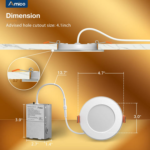 Amico damp-rated lights for bedrooms, living rooms, kitchens.