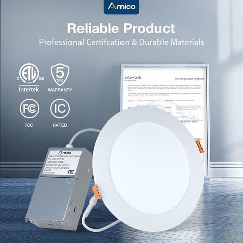 Amico damp-rated recessed light suitable for bathrooms and kitchens.