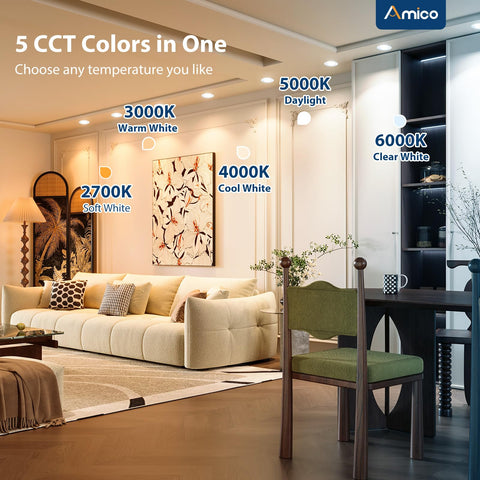 Amico damp-rated design suitable for bathrooms, kitchens, and hallways