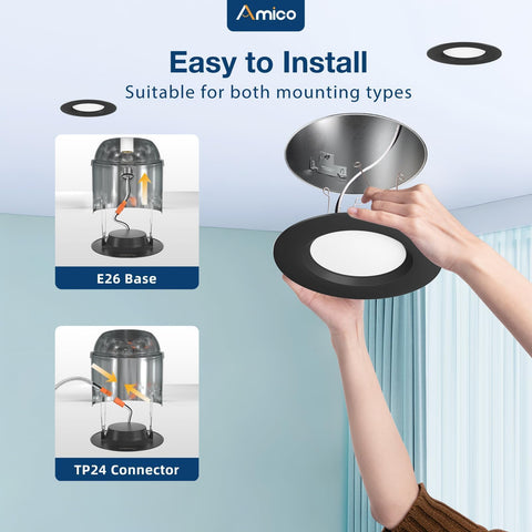 Amico dimmable can lights and 5CCT options for mood control