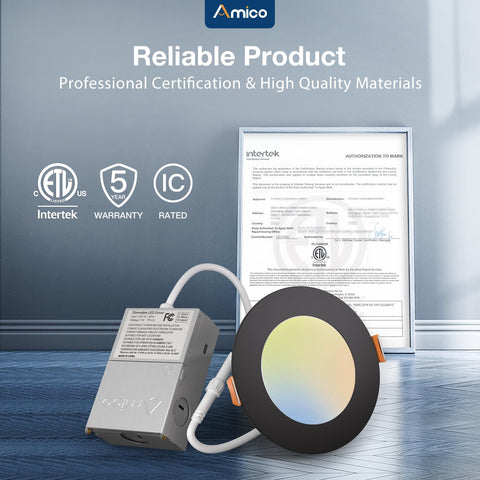 Amico dimmable recessed downlight enables smooth brightness control.