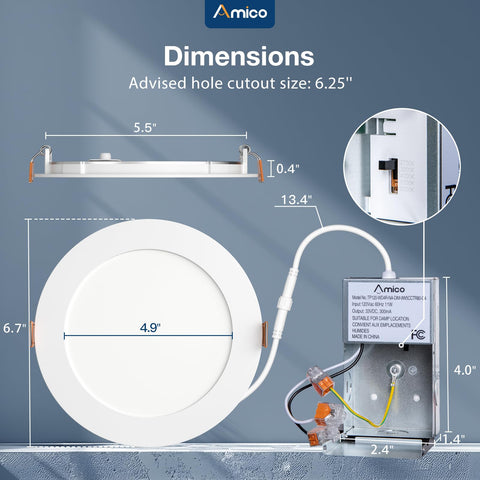 Amico dimmable LED downlight enables smooth brightness control.