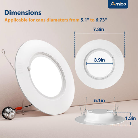 Amico 6-inch can light installs in minutes with standard E26 base