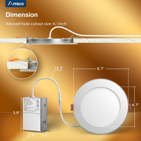 Amico downlight ETL-certified for safe installation.