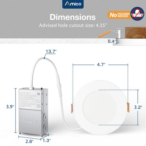 Amico ETL and FCC certified recessed light ensuring safety and reliability