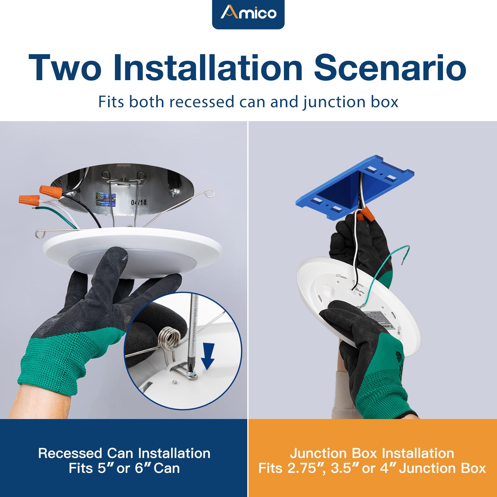 Amico LED disk light with ETL and Energy Star certifications for reliable performance