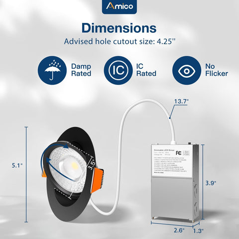 Amico ETL FCC-certified downlight ensures safety and reliability