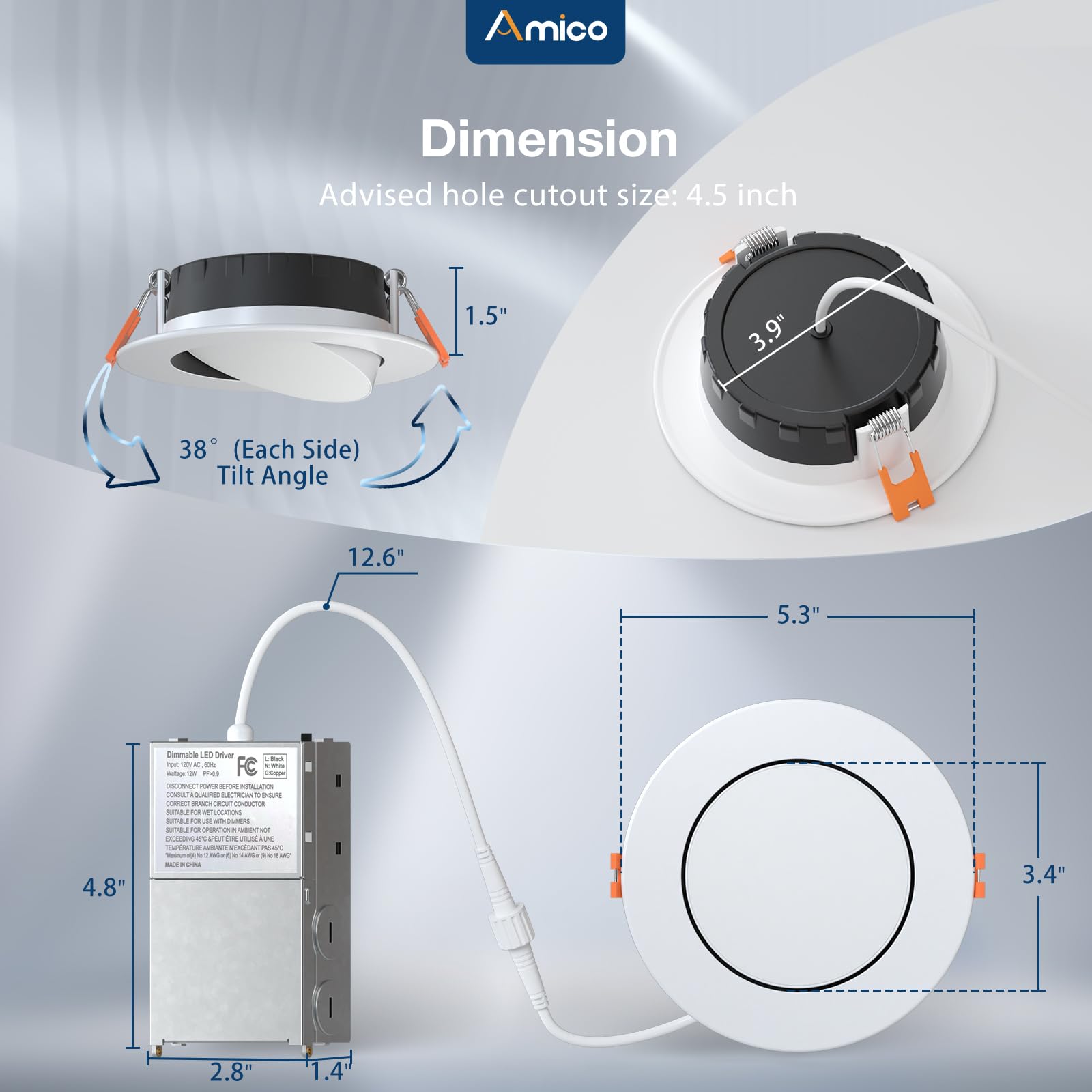 Amico ETL & FCC certified downlights—quality and safety assurance.