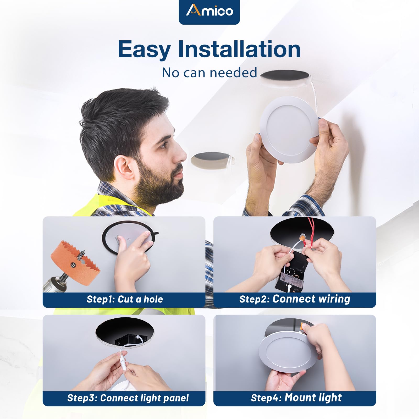 Amico ETL and FCC certified recessed lighting ensures safety and compliance