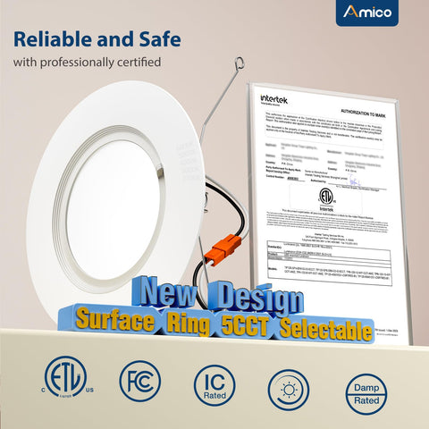 Amico fixtures meet ETL and FCC standards for safe home lighting