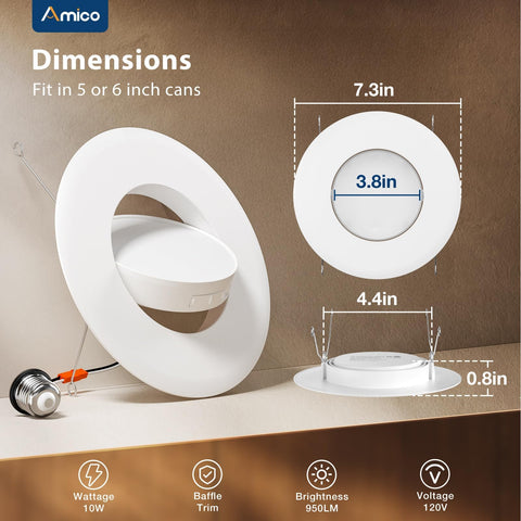 Amico ETL FCC rated LED downlight for safe installation
