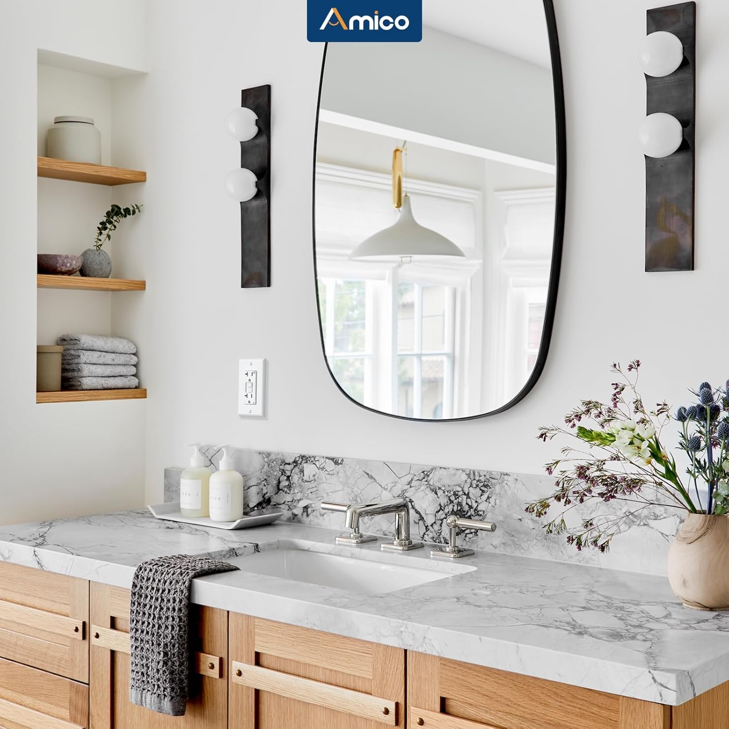 Amico ETL-listed GFCI outlet ensures certified safety and reliability.