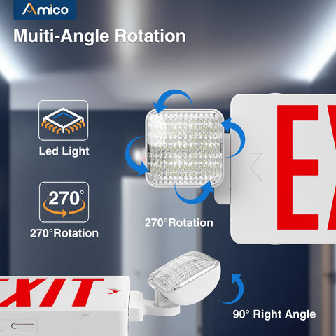 Amico ETL-certified exit sign suitable for commercial safety.