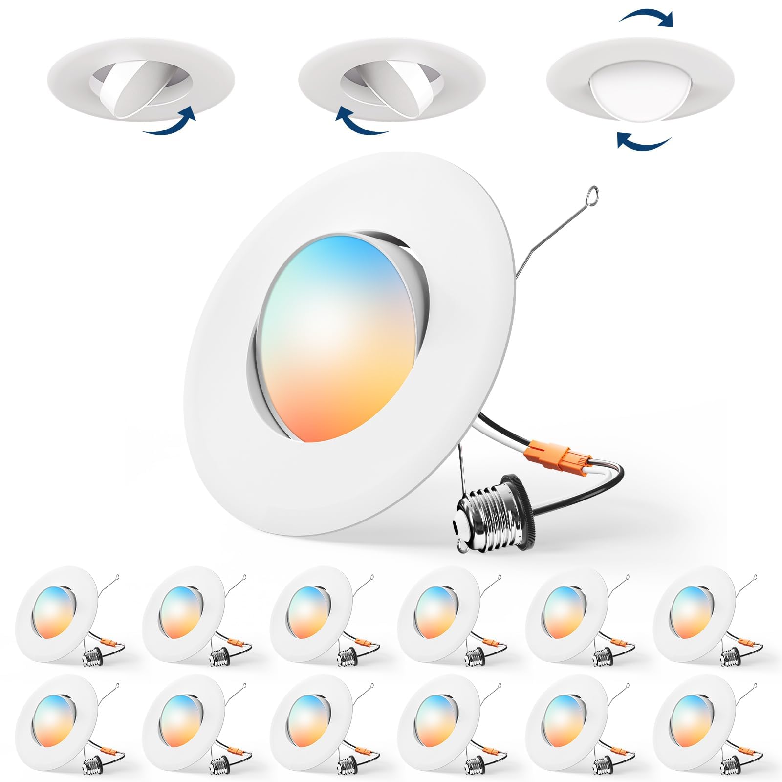 Amico eyeball downlight with adjustable swivel for accent lighting