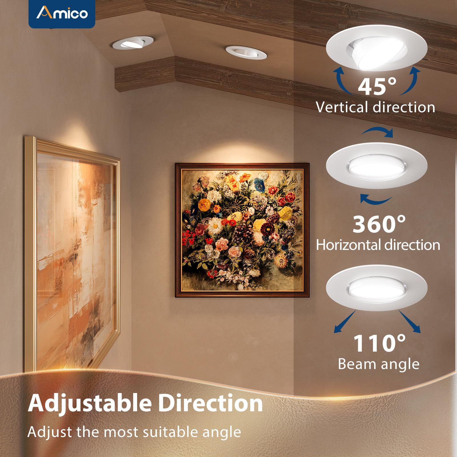 Amico downlight with five CCT selector, versatile color temperature options.