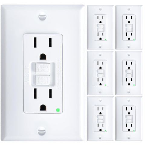 Amico GFCI outlet 6-pack front view, ideal for quick, complete replacement projects.