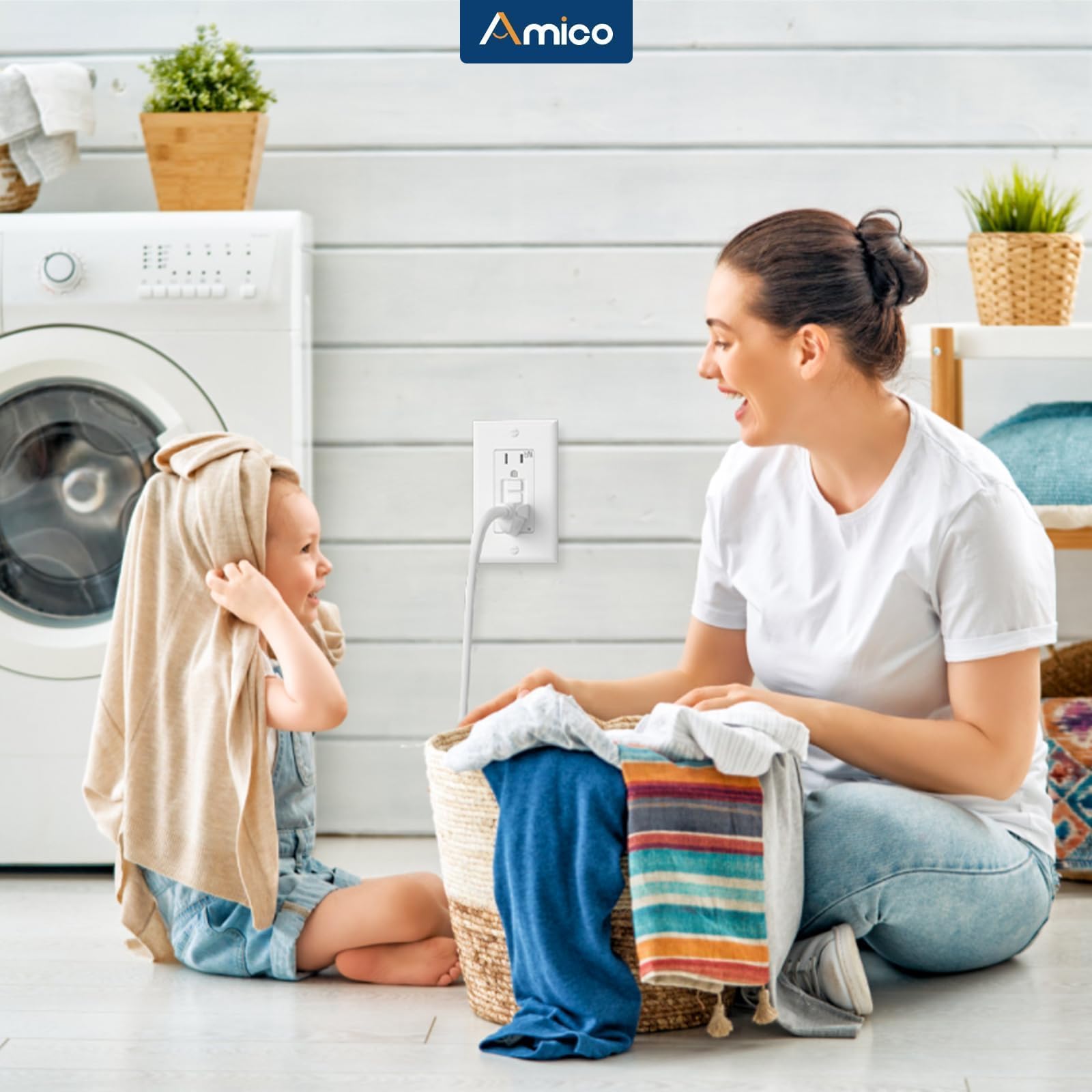 Amico ETL-listed GFCI outlet for certified safety.