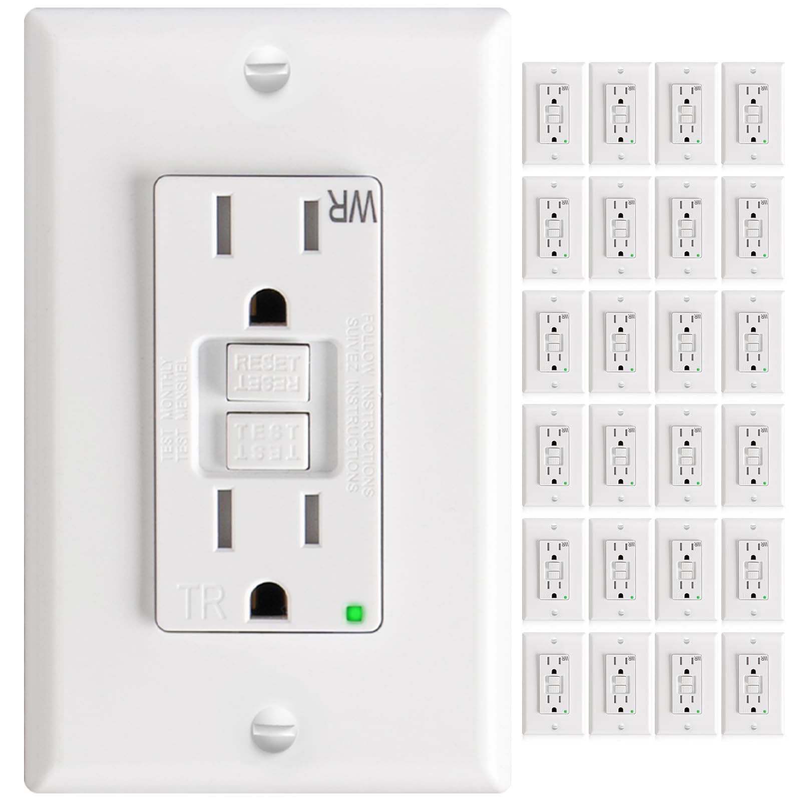 Amico GFCI outlet with thinner design for easier wiring.