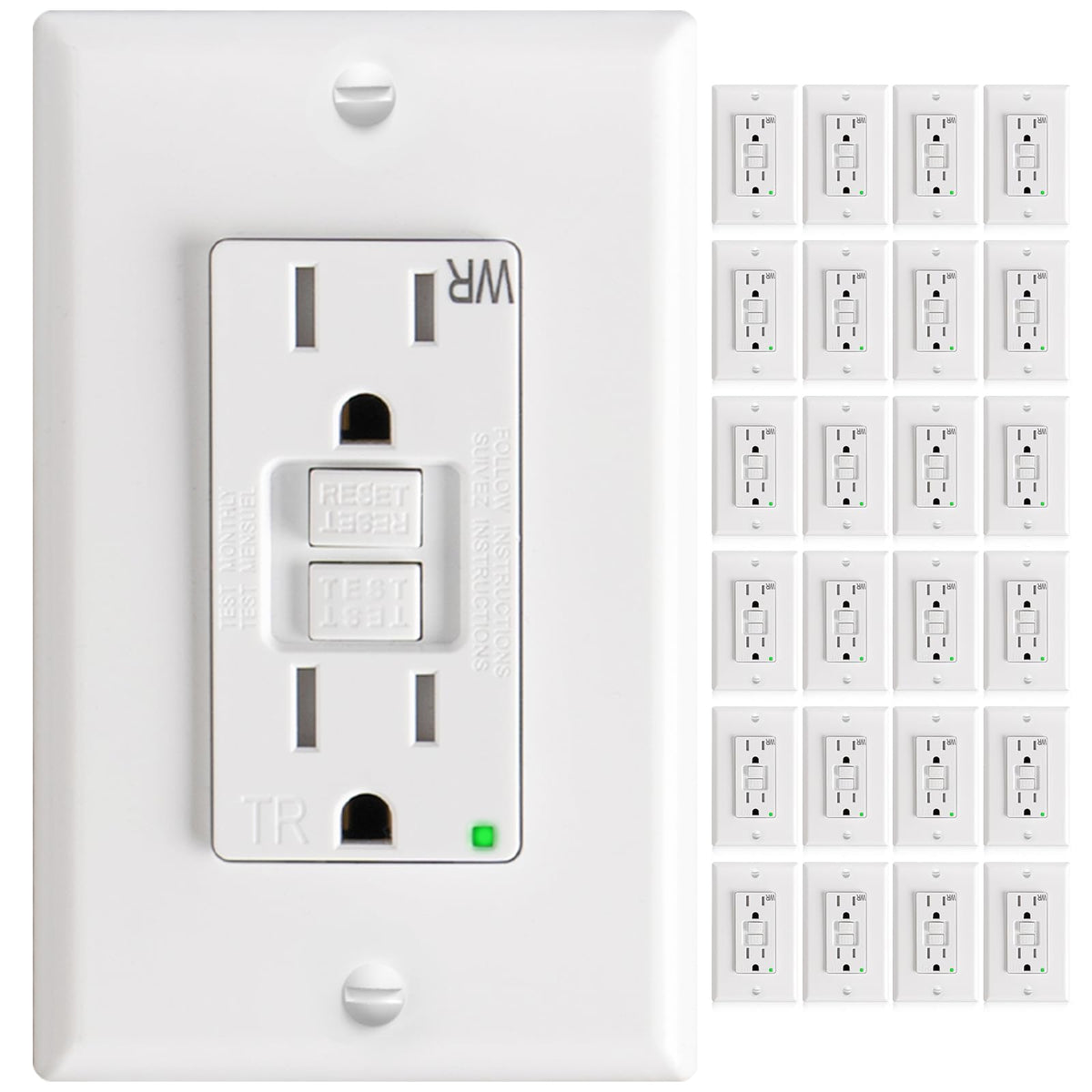 Amico GFCI outlet with thinner design for easier wiring.