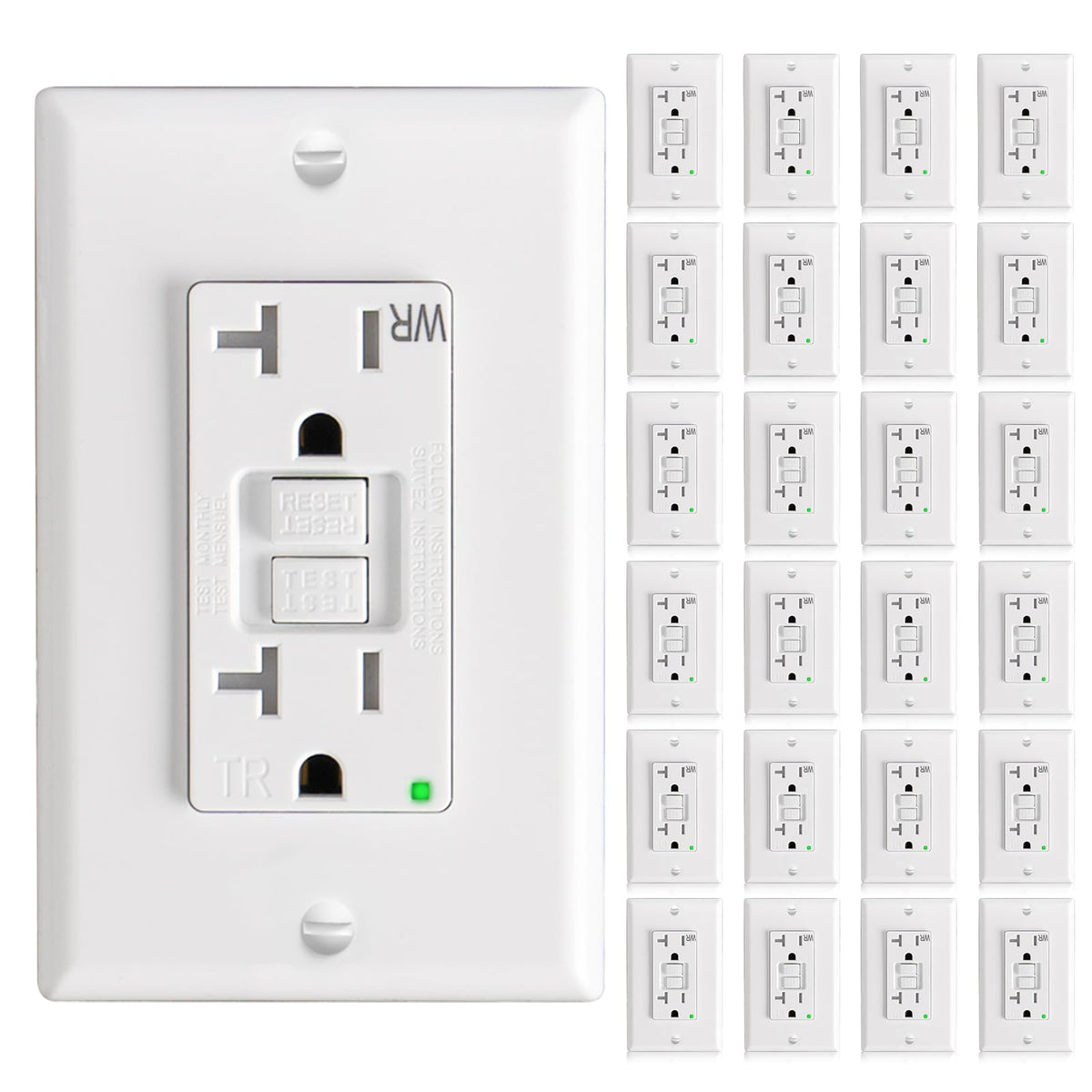 Amico GFCI outlet with thinner design fits tight electrical boxes.