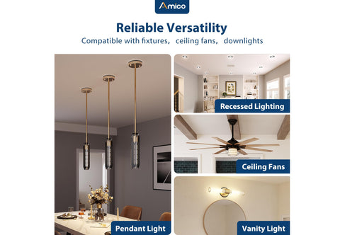 Amico Goof Rings compatible with ceiling fans and pendant lights.
