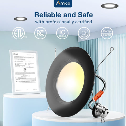 Amico IC-rated damp-rated recessed light stays cool near insulation