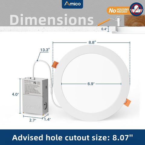 Amico IC-rated fixture compatible with insulation for safe ceiling installs