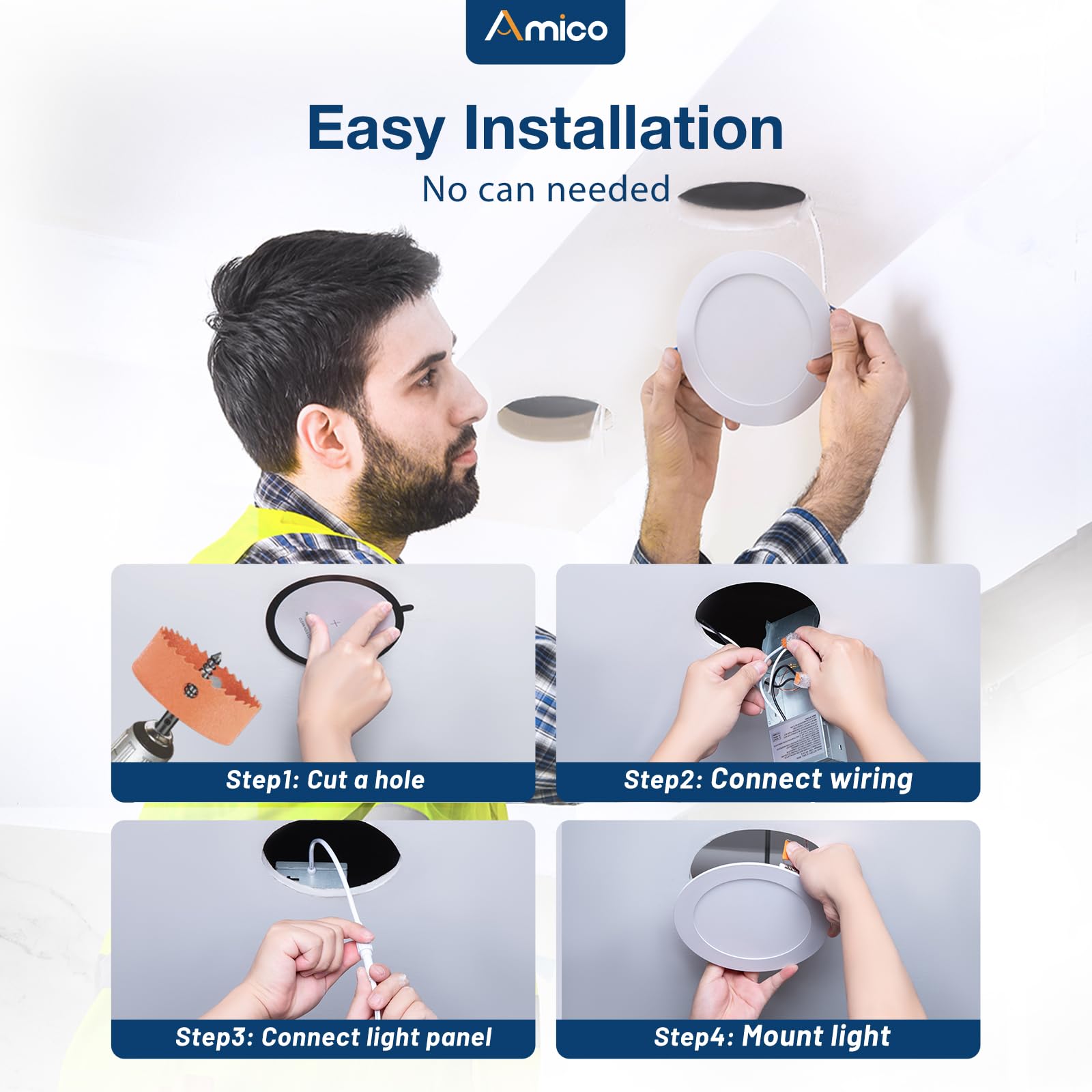 Amico IC-rated junction box downlight suitable for insulation contact