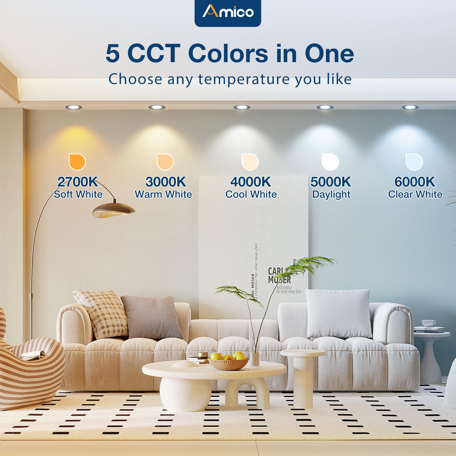 Amico IC-rated recessed downlight ensuring insulation-safe performance.