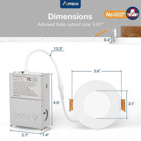 Amico IC-rated recessed light safe to install with insulation contact.