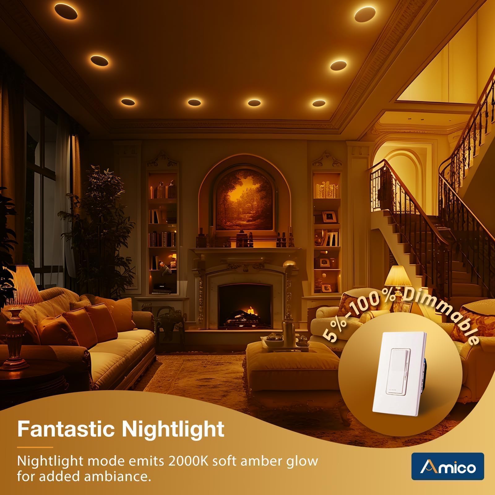 Amico IC rated recessed light safely contacts insulation for thermally protected installation.